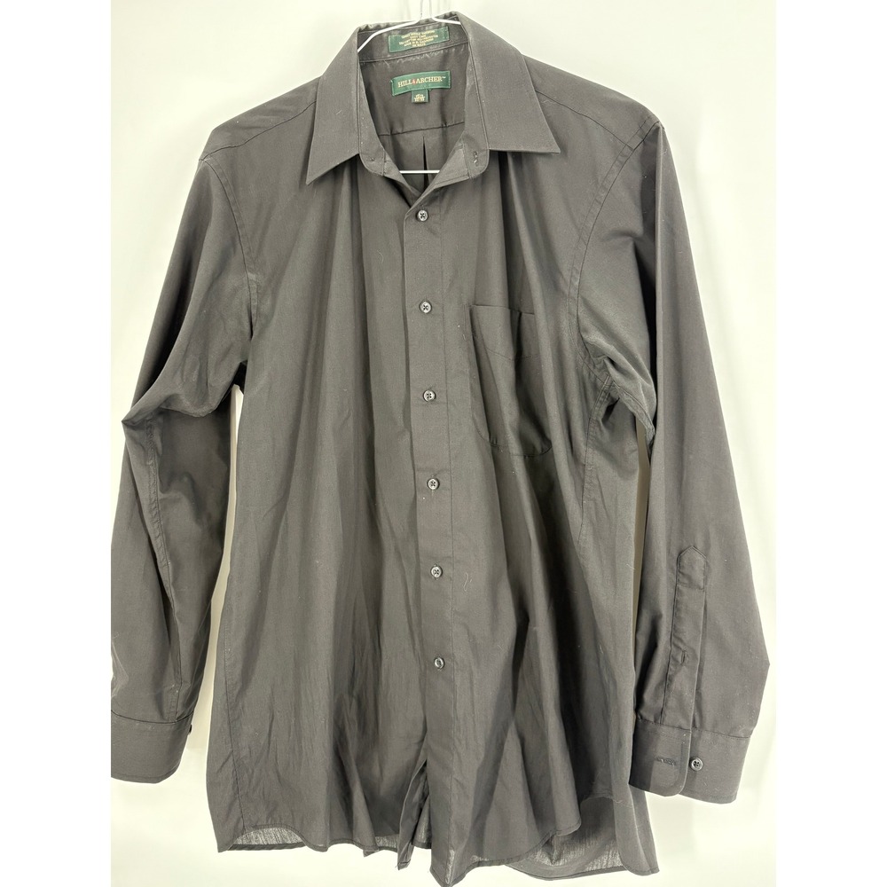 Hill & Archer Men's Black Dress Shirt 15 1/2 32 33 Easy Care Cotton Polyester